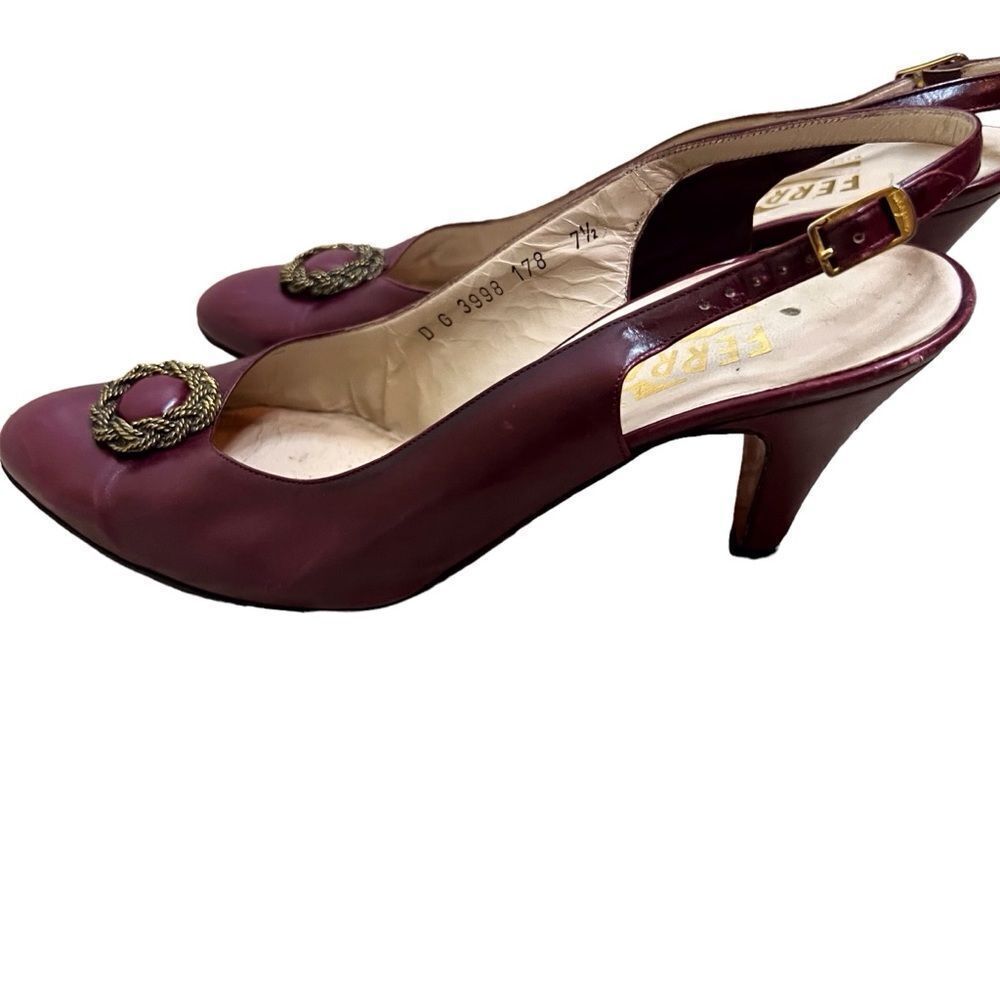 Salvatore Ferragamo Vintage Womens Kitten Heel Strappy Heel Size 7.5‎ Flawed
